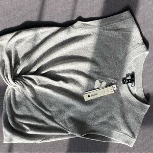 Gray Aqua Sleeveless Cropped Cashmere Sweater Top